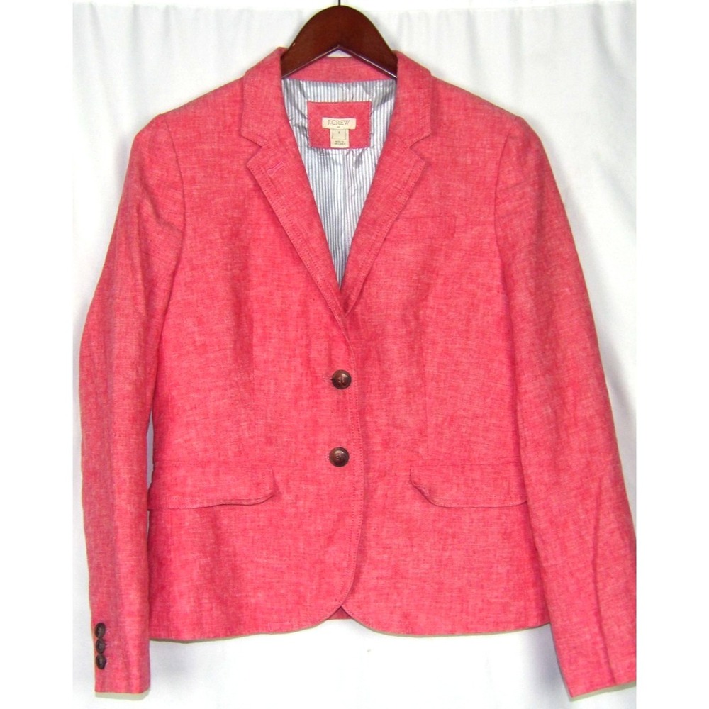 J.Crew Linen/Cotton Pink 2 Button Lined Office‎ Blazer Women's 8